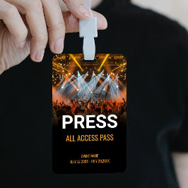 Tarjeta De Identificación Festival de Música Press All Access Pass Event ID