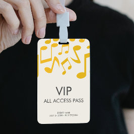 Tarjeta De Identificación Festival del Concierto de Música All Access VIP Pa