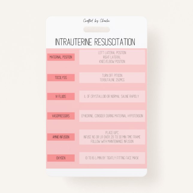 Tarjeta De Identificación Fetal Monitoring Nurse Reference Badge (Anverso)