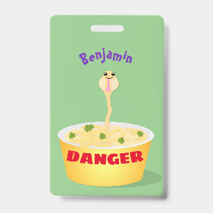 Tarjeta De Identificación Fideos de serpiente lindos ilustración de dibujos