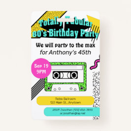 Tarjeta De Identificación Fiesta de cumpleaños de Tubular 80