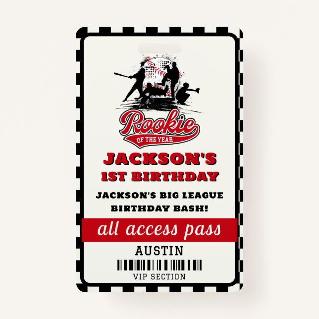 Tarjeta De Identificación Fiesta De Cumpleaños Del Rookie Del Año (Anverso)