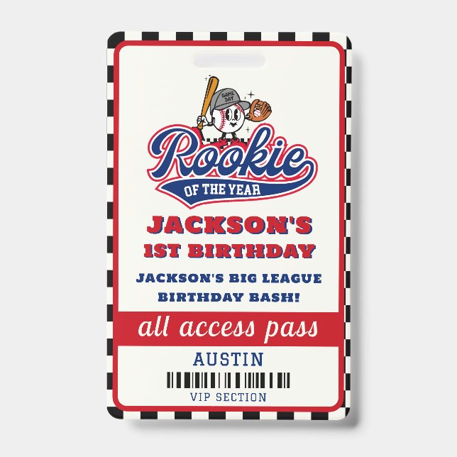 Tarjeta De Identificación Fiesta De Cumpleaños Del Rookie Del Año (Parte frontal)