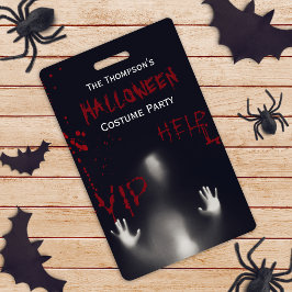 Tarjeta De Identificación Fiesta de disfraces de Halloween sangrienta y ater