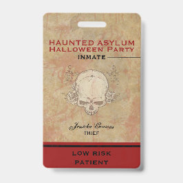 Tarjeta De Identificación Fiesta de Halloween en el Asilo Embrujado Interno