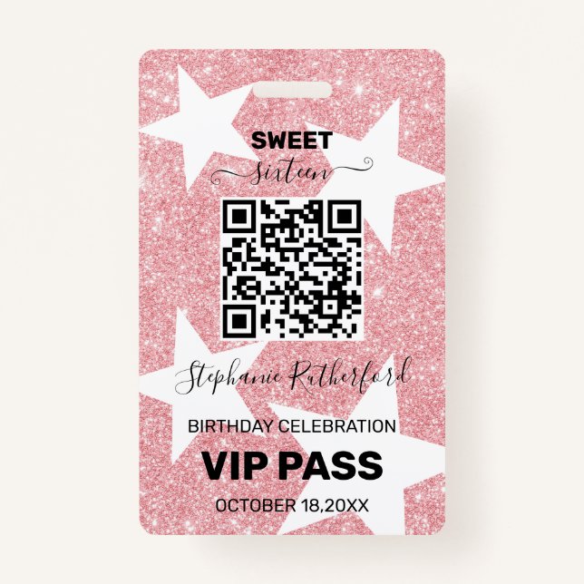 Tarjeta De Identificación Fiesta VIP PASS personalizado (Anverso)