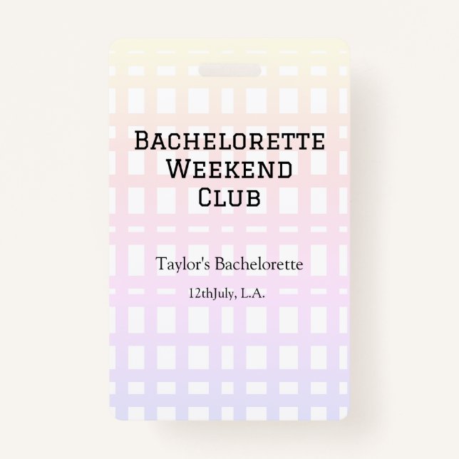 TARJETA DE IDENTIFICACIÓN FIN DE SEMANA DE SOLTERA RETRO CLUB ROSA NARANJA F (Anverso)