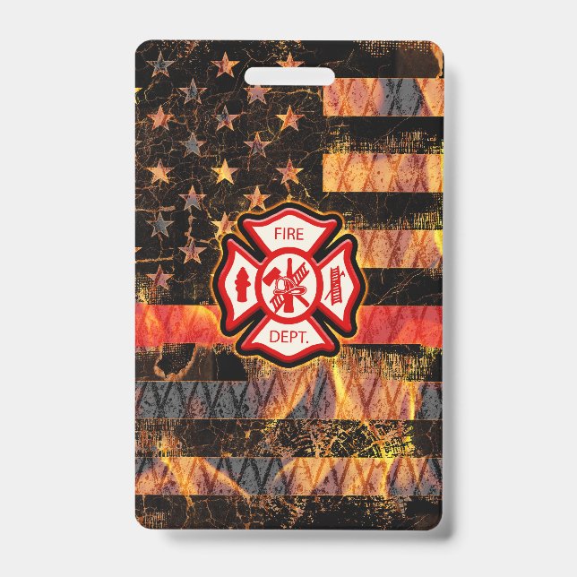 Tarjeta De Identificación Firefighter Cross and Flames (Parte frontal)