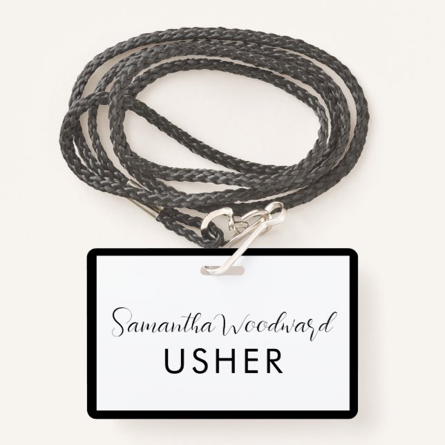 Tarjeta De Identificación Firma moderna de guión Insignia de nombre de usuar (Anverso son cordón)