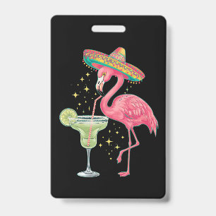 Tarjeta De Identificación Flamenco bebiendo Margarita divertido Poncho mexic