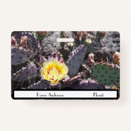 Tarjeta De Identificación Flor de cactus amarillo en primavera