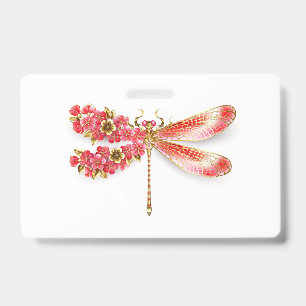 Tarjeta De Identificación Flor libélula con sakura de joyas
