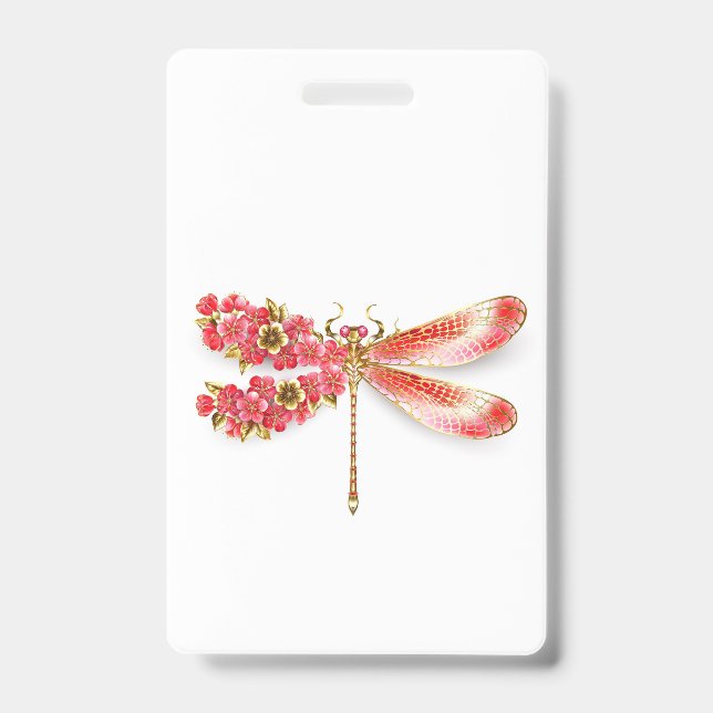 Tarjeta De Identificación Flor libélula con sakura de joyas (Parte frontal)