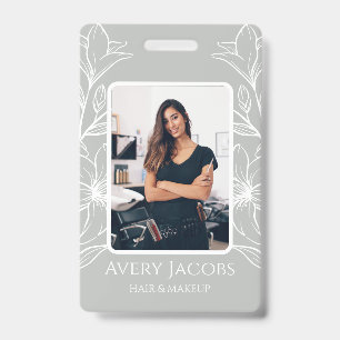 Tarjeta De Identificación Floral Boho Verde Salvia Moderno Único