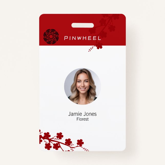 Tarjeta De Identificación Floral roja audaz (Anverso)