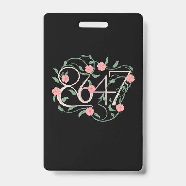 Tarjeta De Identificación Floral sutil Anti Trump 8647 86 47 Boho (Parte frontal)