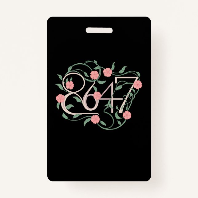 Tarjeta De Identificación Floral sutil Anti Trump 8647 86 47 Boho (Anverso)