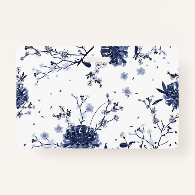 Tarjeta De Identificación Flores azules (Reverso)