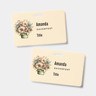 Tarjeta De Identificación Flores caprichosas en una maceta de plantas Negoci