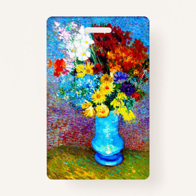 Tarjeta De Identificación Flores Van Gogh en una maleta azul (Anverso)
