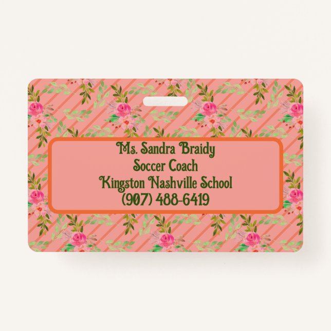 Tarjeta De Identificación Flores Y Sale Insignia Personalizada (Reverso)