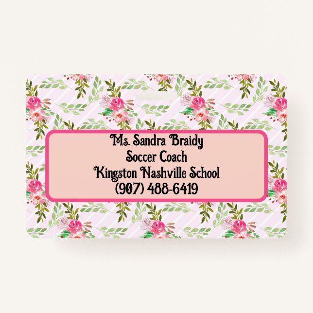 Tarjeta De Identificación Flores Y Sale Insignia Personalizada (Reverso)