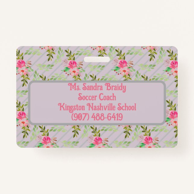 Tarjeta De Identificación Flores Y Sale Insignia Personalizada (Reverso)