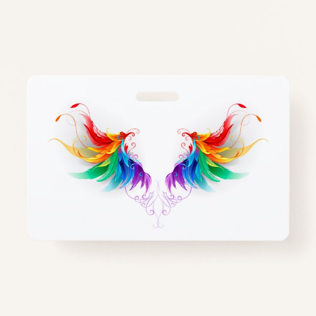 Tarjeta De Identificación Fluffy Rainbow Wings (Anverso)