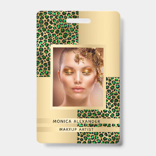 Tarjeta De Identificación Fondo de fotos de belleza de leopardo verde esmera