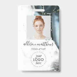 Tarjeta De Identificación Fondo de mármol negro gris azul