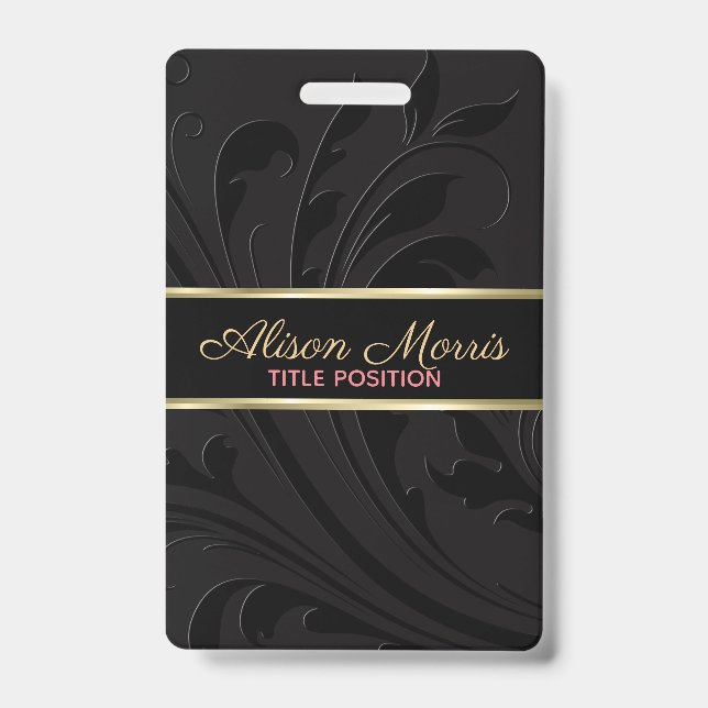 Tarjeta De Identificación Fondo Negro Y Banda De Giro Y Oro (Parte frontal)