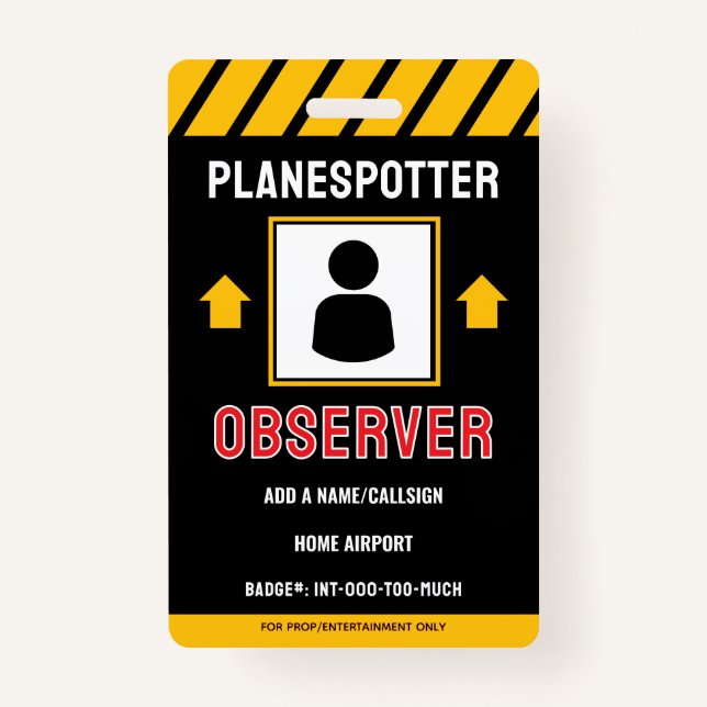 Tarjeta De Identificación For Fun Planespotter Badge (Anverso)