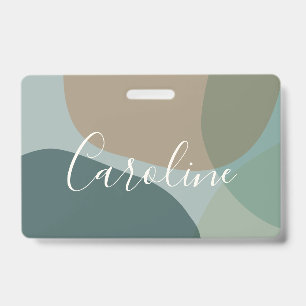 Tarjeta De Identificación Formas abstractas en azul verde personalizado con