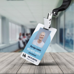 Tarjeta De Identificación Foto azul claro Su identificación del hospital con