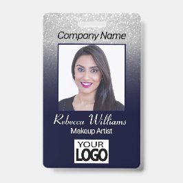Tarjeta De Identificación Foto Badge - Navy Blue con Purpurina falso