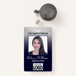 Tarjeta De Identificación Foto Badge - Navy Blue con Purpurina falso