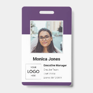 Tarjeta De Identificación Foto carné morado de empleado