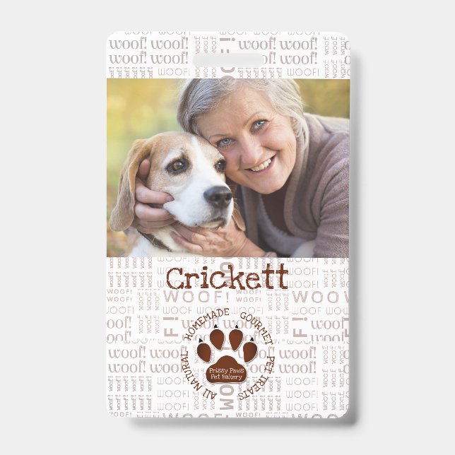 Tarjeta De Identificación Foto comercial y nombre con Brown Paw (Parte frontal)