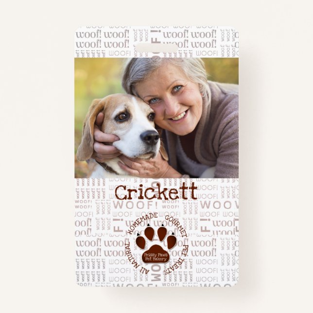 Tarjeta De Identificación Foto comercial y nombre con Brown Paw (Anverso)