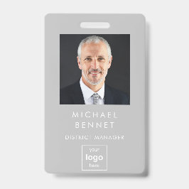Tarjeta De Identificación Foto corporativa de gris moderna ID