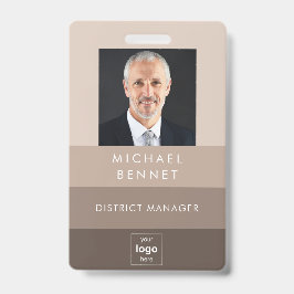 Tarjeta De Identificación Foto corporativa moderna de Beige Brown ID
