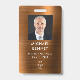 Tarjeta De Identificación Foto corporativa moderna de Faux Metálico de Brown