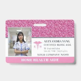Tarjeta De Identificación Foto de Ayudante de Salud en el Hogar de Enfermera