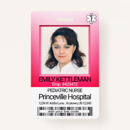 Tarjeta De Identificación Foto de campo médico - Enfermera - Rosa