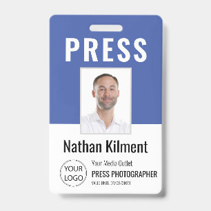 Tarjeta De Identificación Foto de carné de prensa de periodista con nombre y