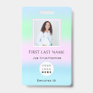 Tarjeta De Identificación Foto de código de barras IDCard Health Nurse Médic