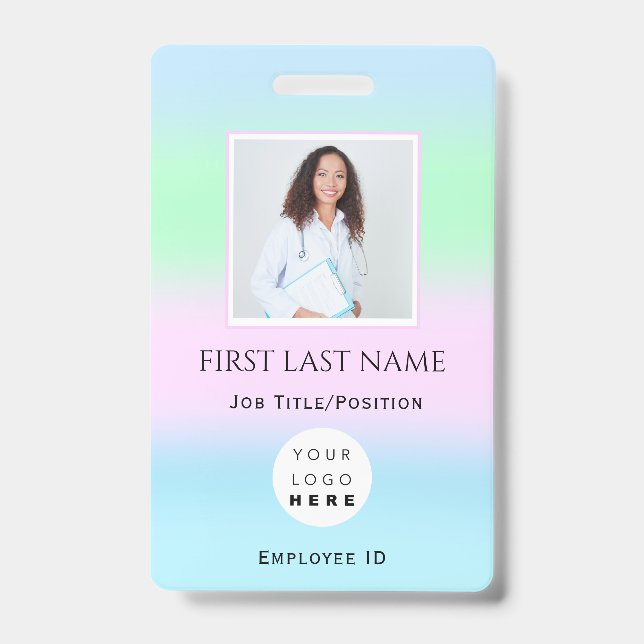 Tarjeta De Identificación Foto de código de barras IDCard Health Nurse Médic (Front)