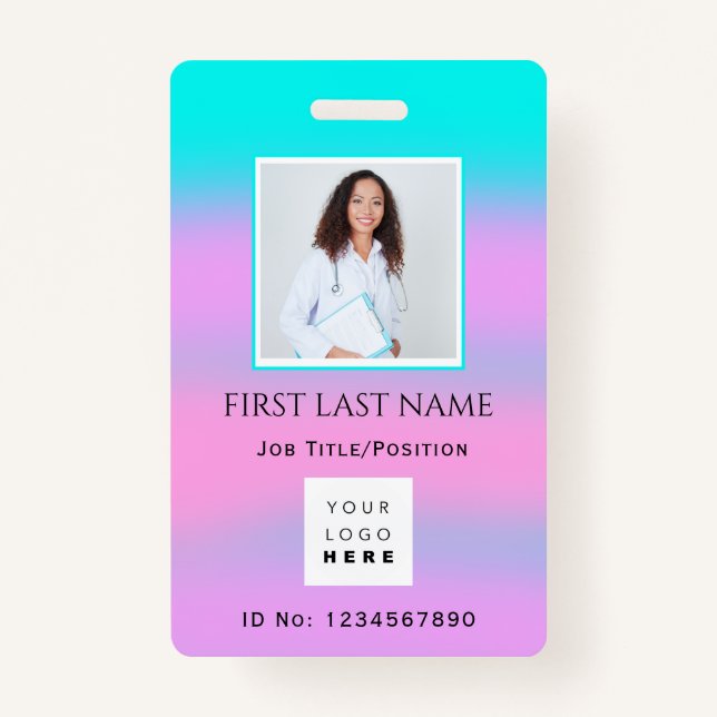 Tarjeta De Identificación Foto de código de barras IDNumber Terapia de enfer (Anverso)