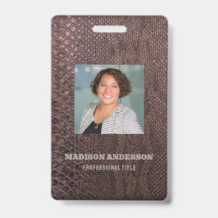 Tarjeta De Identificación Foto de credencial marrón de piel de serpiente