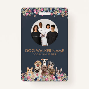 Tarjeta De Identificación Foto de Dogs Cute Floral